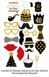 40th Theme Birthday Party Photo Booth Props Kit