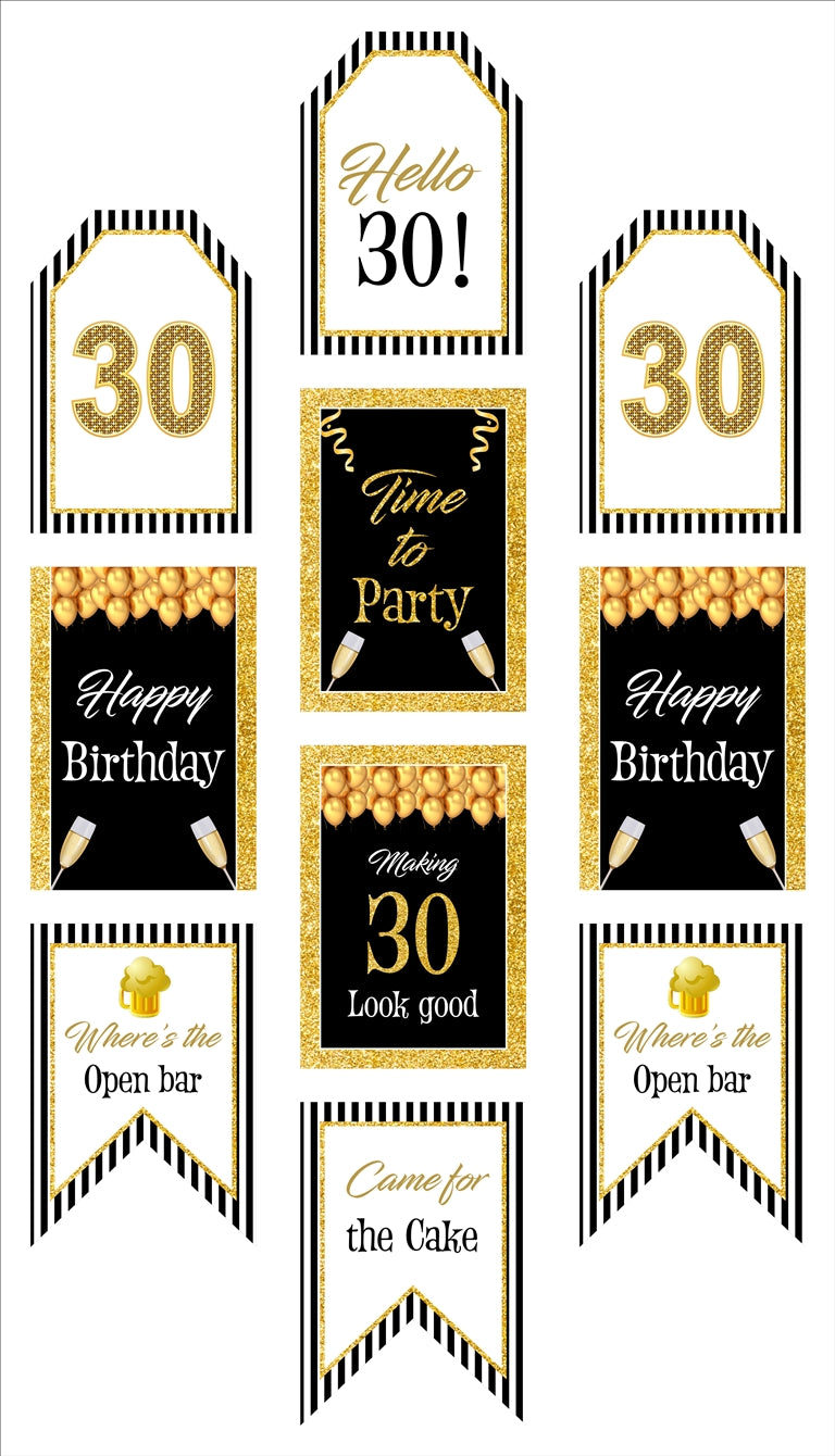 30th Theme Birthday Paper Door Banner or for Wall Decoration.