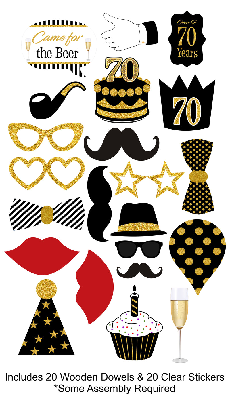 70th Theme Birthday Party Photo Booth Props Kit