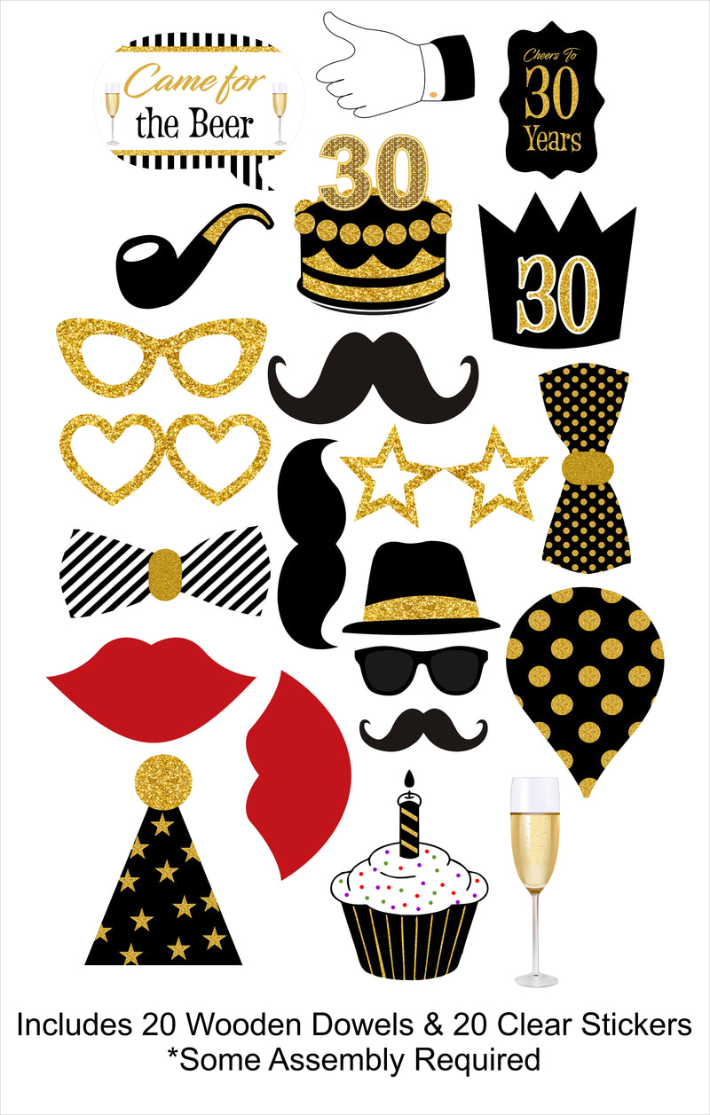 30th Theme Birthday Party Photo Booth Props Kit