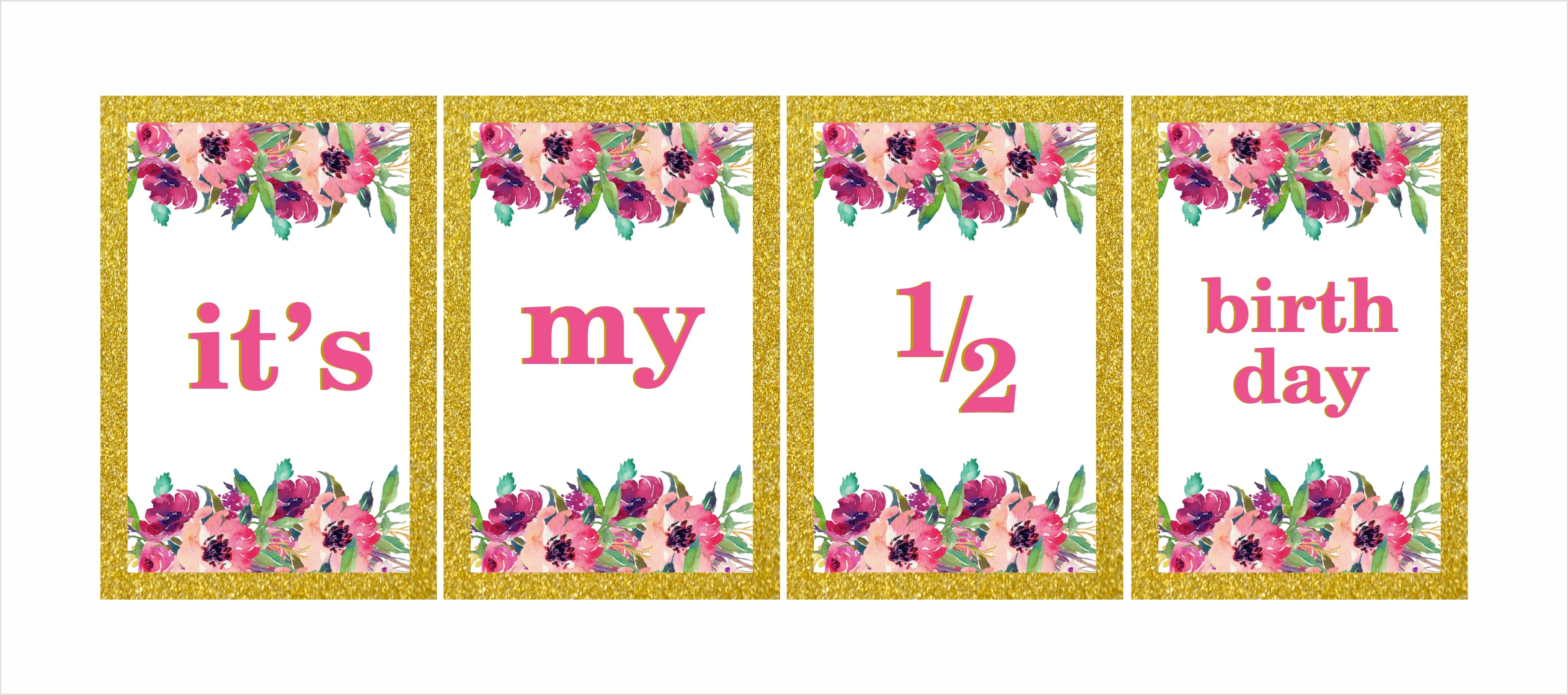 Half Birthday Girls Theme Birthday Party Banner for Decoration