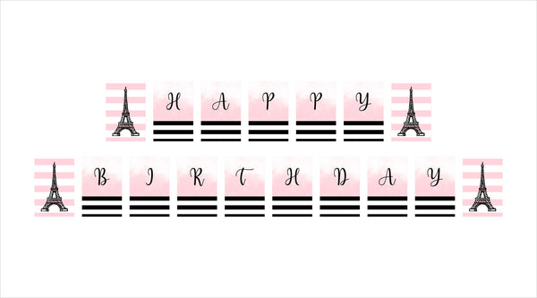 Paris Theme  Birthday Party Banner for Decoration