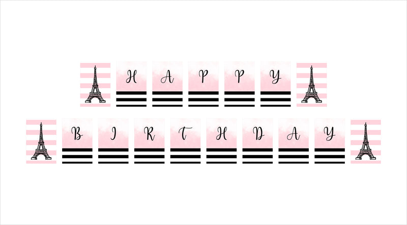 Paris Theme  Birthday Party Banner for Decoration