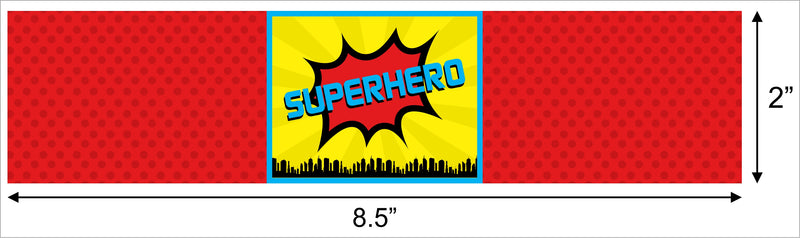 Super Hero Theme Water Bottle Labels