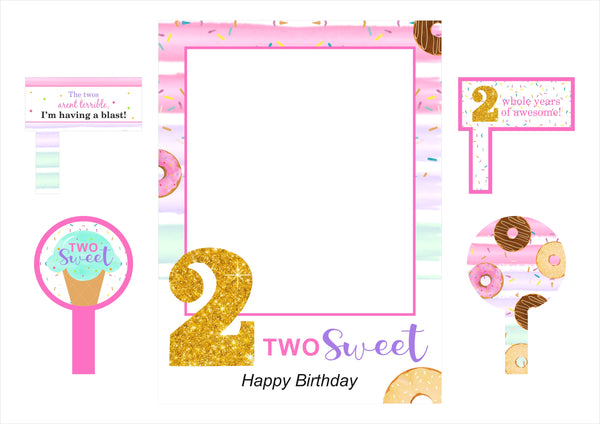 Two Sweet Theme Birthday Party Selfie Frame/Photo Booth Frame