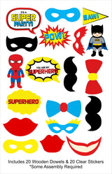 Super Hero Birthday Party Photo Booth Props Kit