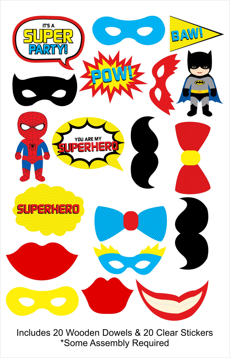 Super Hero Birthday Party Photo Booth Props Kit