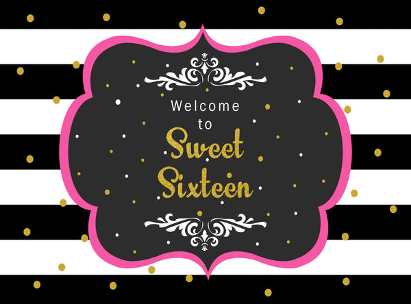 16th Theme Birthday Party Yard Sign/Welcome Board
