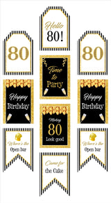 80th Theme Birthday Paper Door Banner or for Wall Decoration.