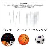 Sports Theme Birthday Party Cupcake Toppers for Decoration