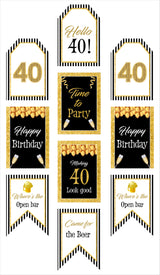 40th Theme Birthday Paper Door Banner or for Wall Decoration.