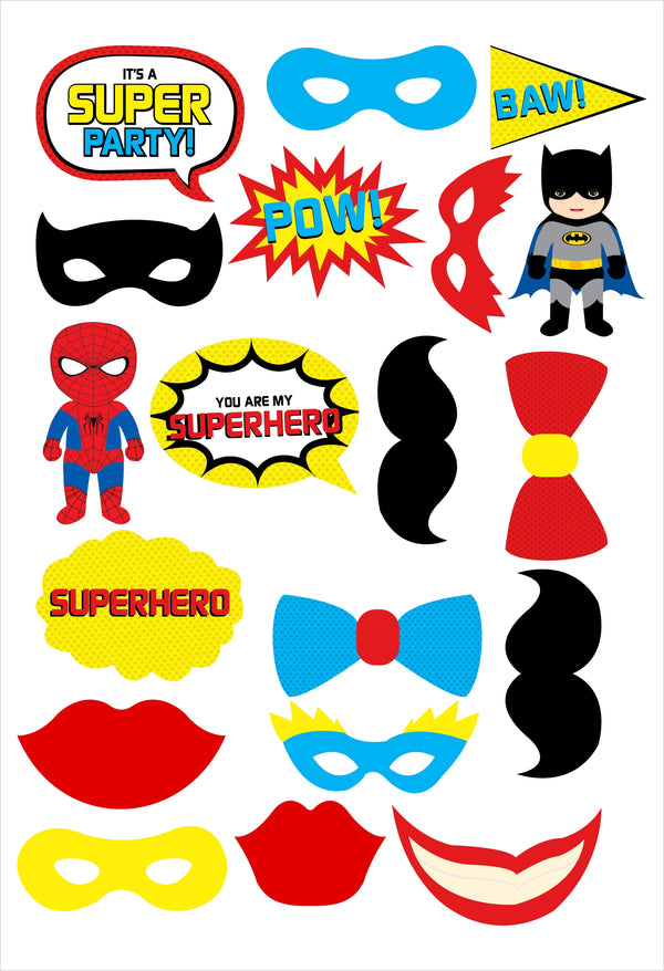 Super Hero Birthday Party Photo Booth Props Kit