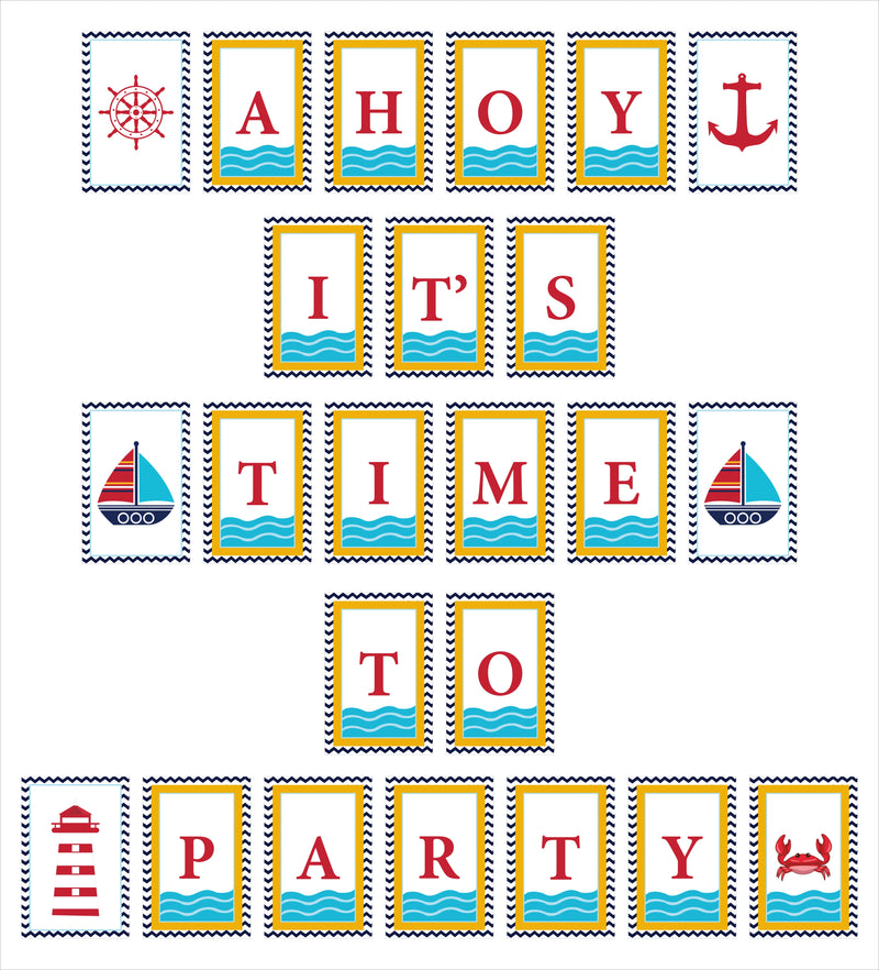 Nautical Ahoy Theme Birthday Party Banner for Decoration