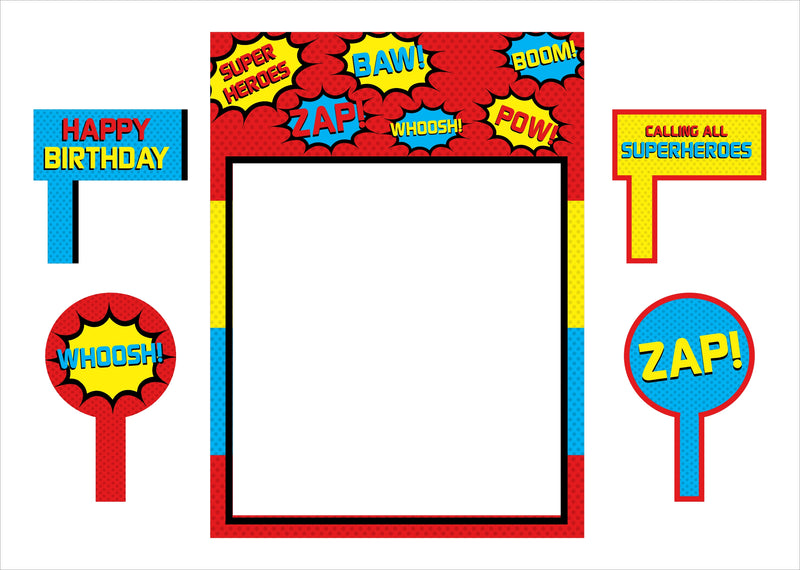 Super Hero Birthday Party Selfie Photo Booth Frame