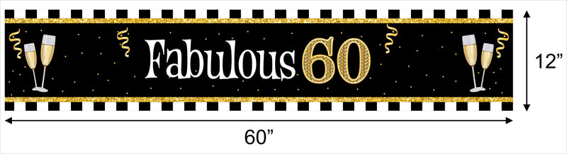 60th Theme Birthday Party Long Banner for Decoration