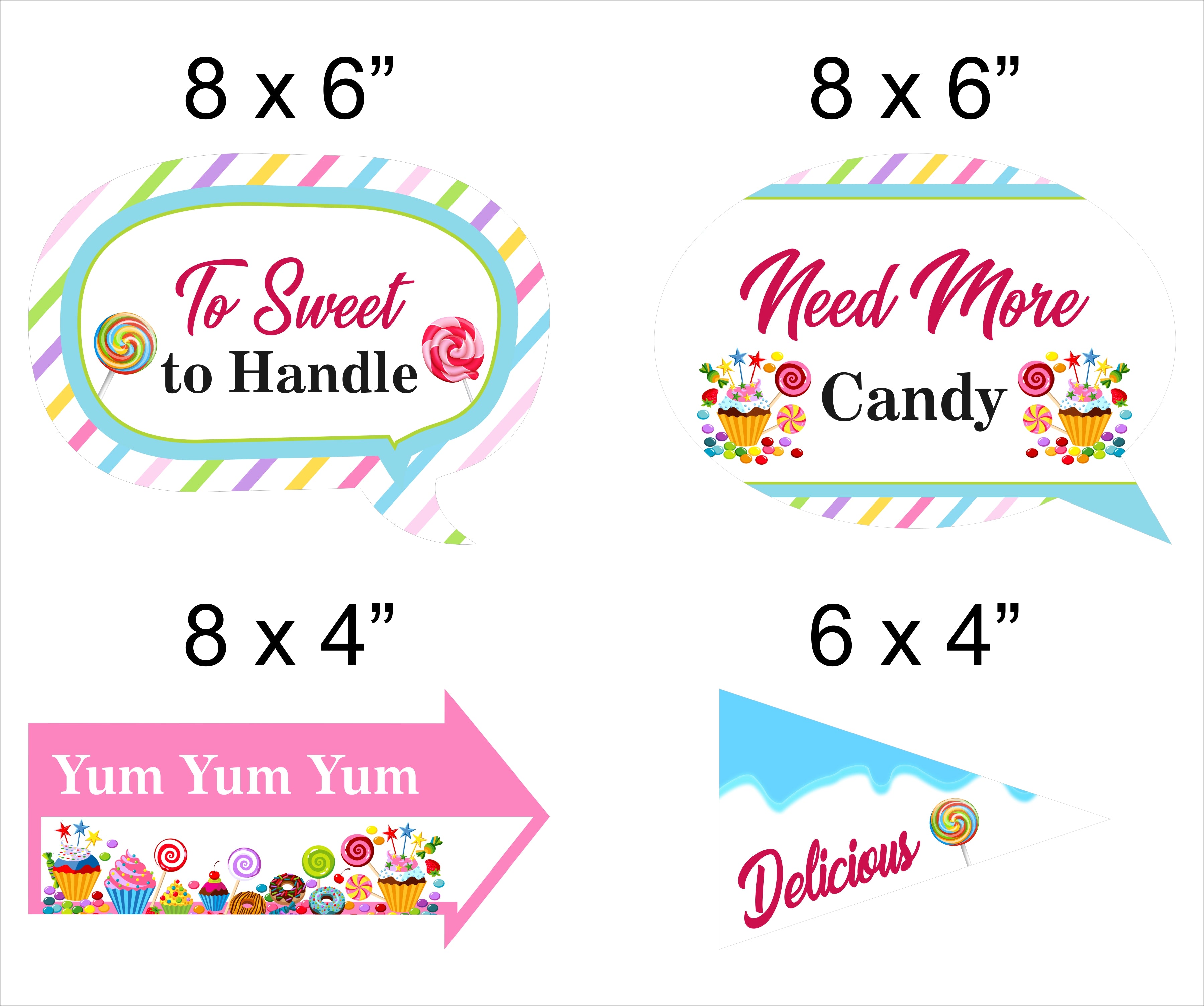 Candyland Theme Birthday Party Photo Props Kit