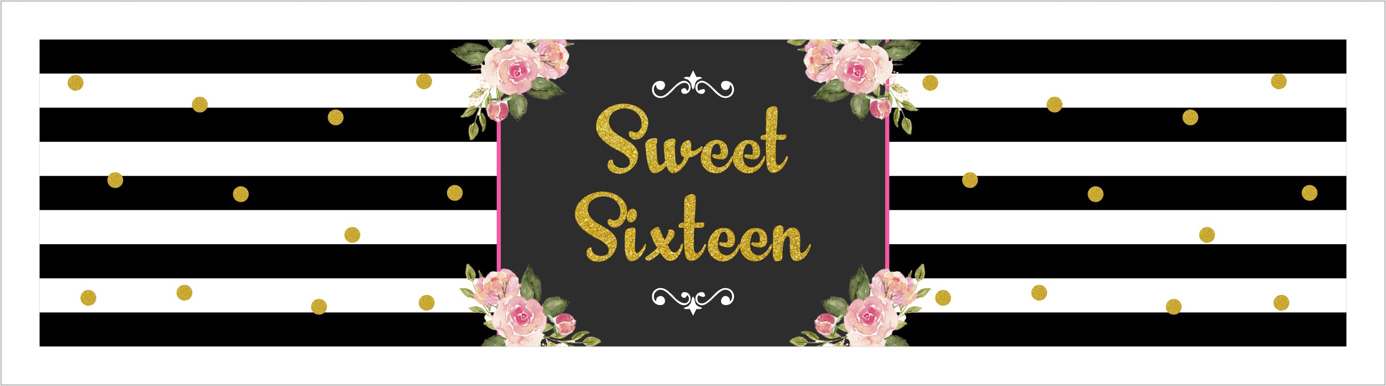 16th Birthday Theme Water Bottle Labels