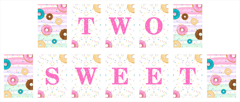 Two Sweet Theme Birthday Party Banner for Decoration