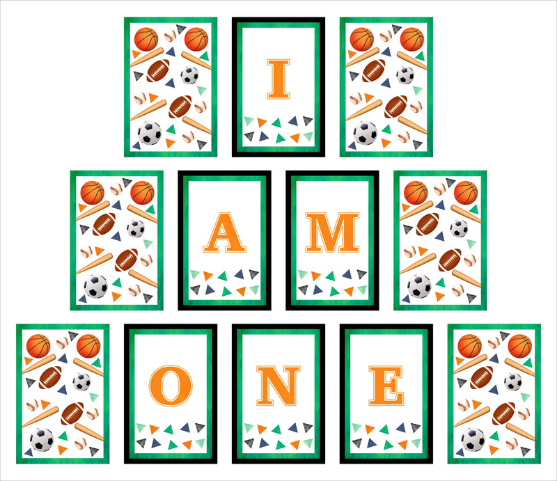 Sports Theme "I Am One" Birthday Party Banner for Decoration