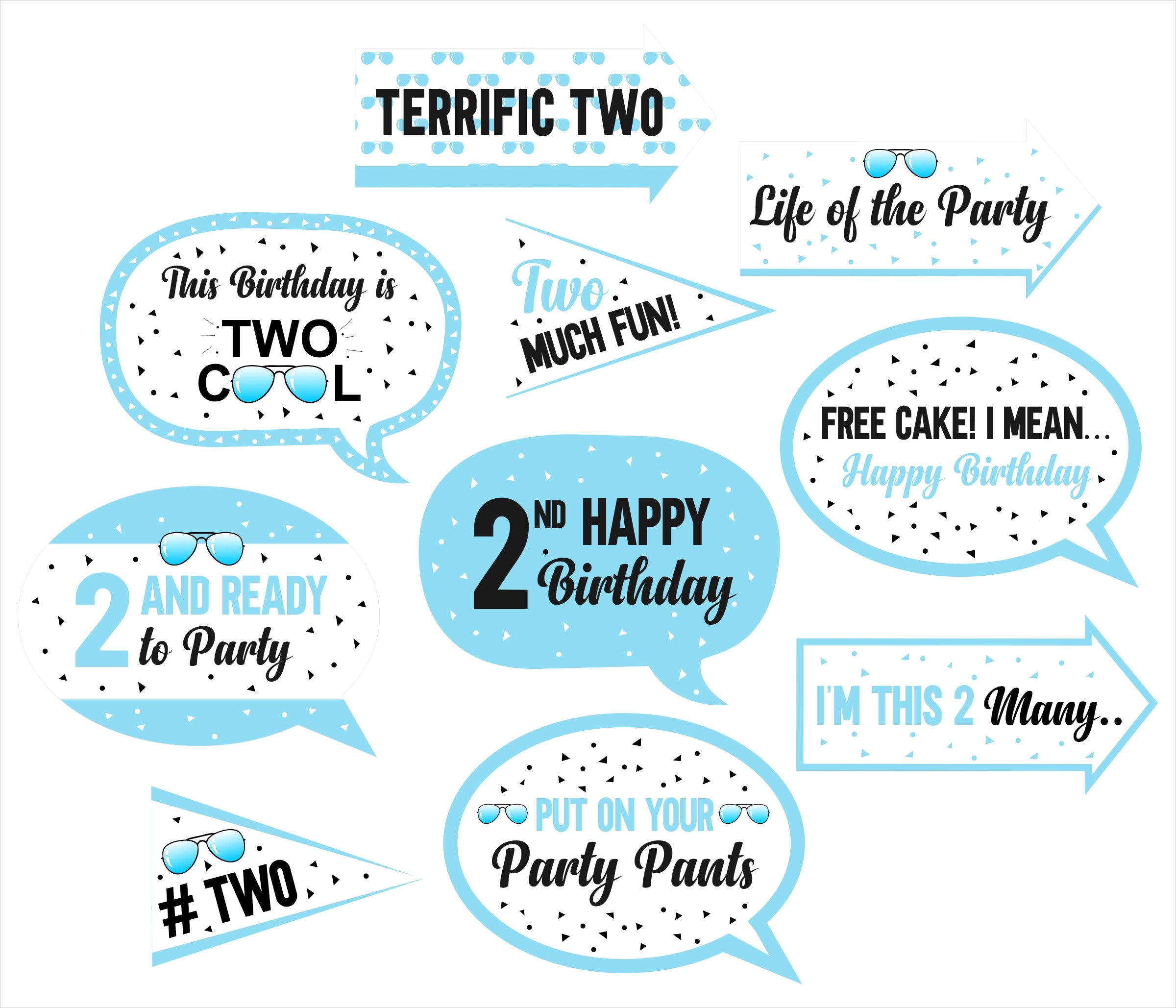 Two Cool Party Birthday Photo Props Kit
