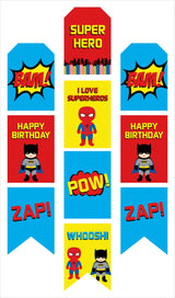 Super Hero Theme Birthday Paper Door Banner/ Wall Decoration.