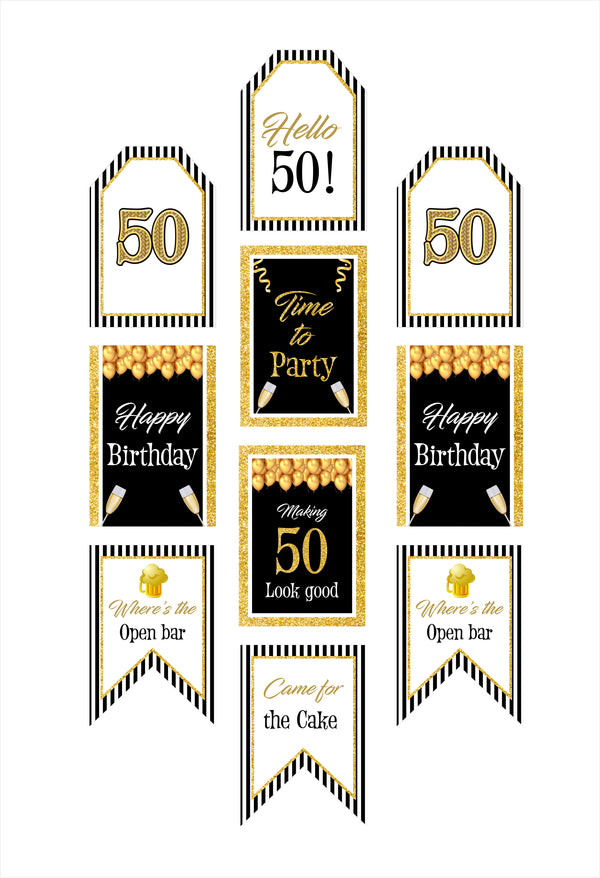 50th Theme Birthday Paper Door Banner or for Wall Decoration.