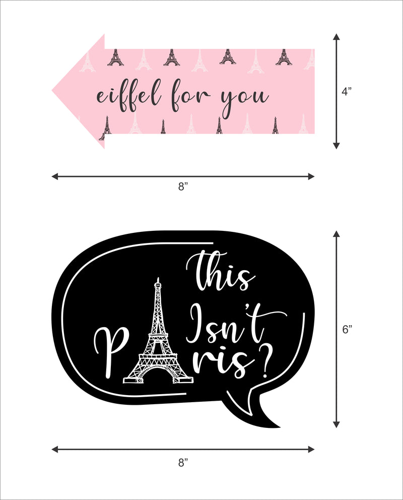 Paris Theme Birthday Party Photo Props Kit