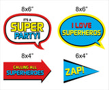 Super Hero Birthday Party Photo Props Kit