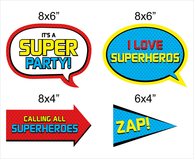 Super Hero Birthday Party Photo Props Kit