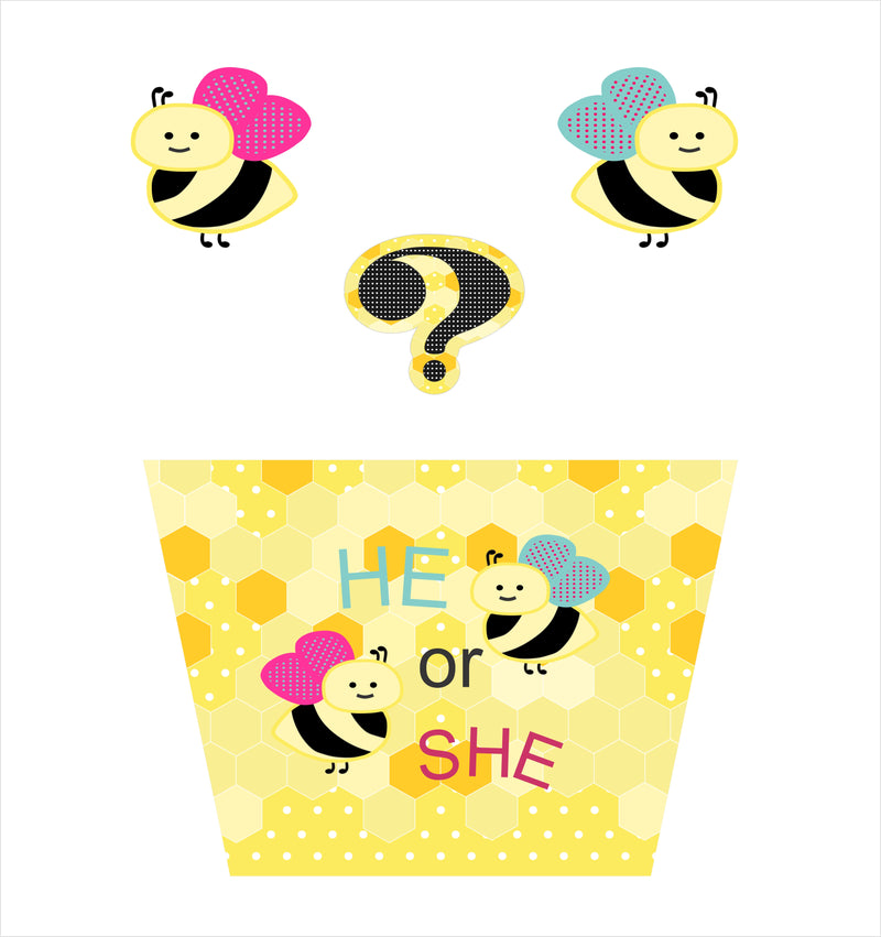 "What It Will Bee" Baby Shower Theme Party Cupcake Toppers for Decoration