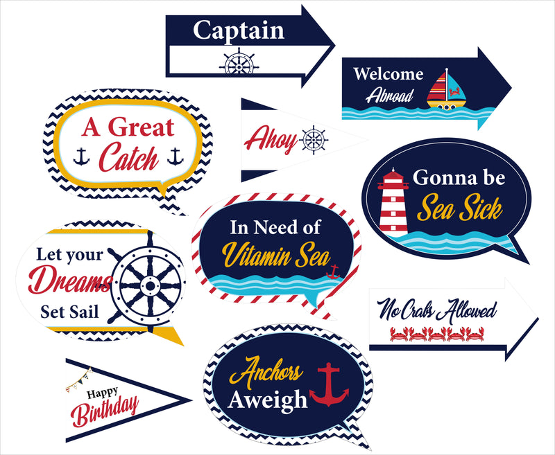 Nautical Birthday Party Photo Props Kit