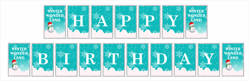 Winter Wonderland Theme Birthday Party Banner for Decoration