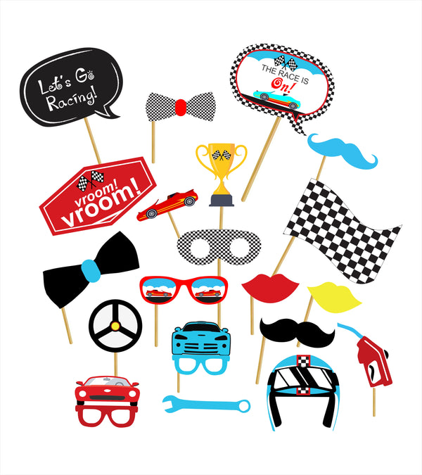 Racing Car Birthday Party Photo Booth Props Kit