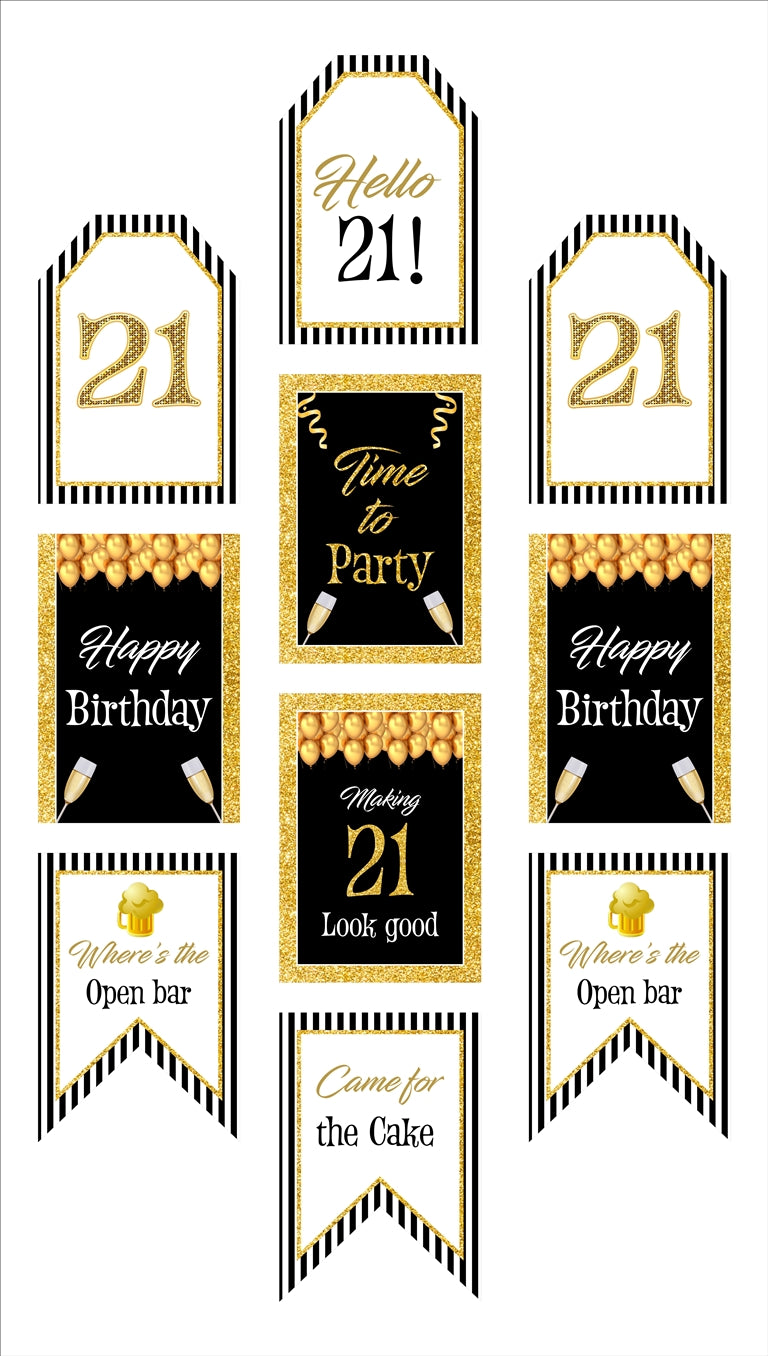 21st Theme Birthday Paper Door Banner or for Wall Decoration.