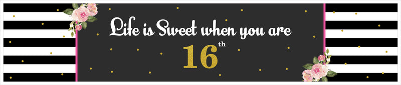 16th Theme Birthday Party Long Banner for Decoration