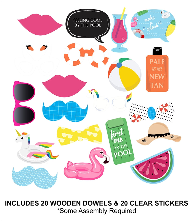 Buy Pool Party Birthday Party Decoration Photo Booth Props Kit | Party ...
