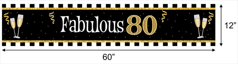 80th Theme Birthday Party Long Banner for Decoration