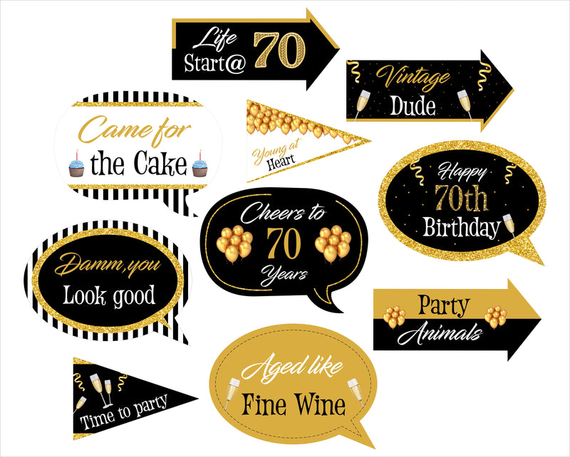 70th Theme Birthday Party Photo Booth Props Kit