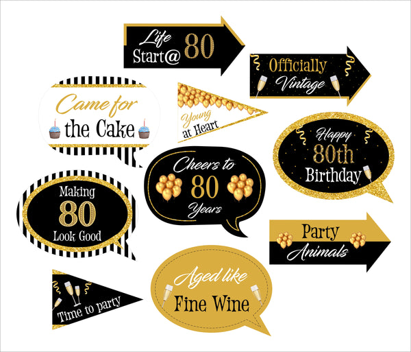80th Theme Birthday Party Photo Booth Props Kit