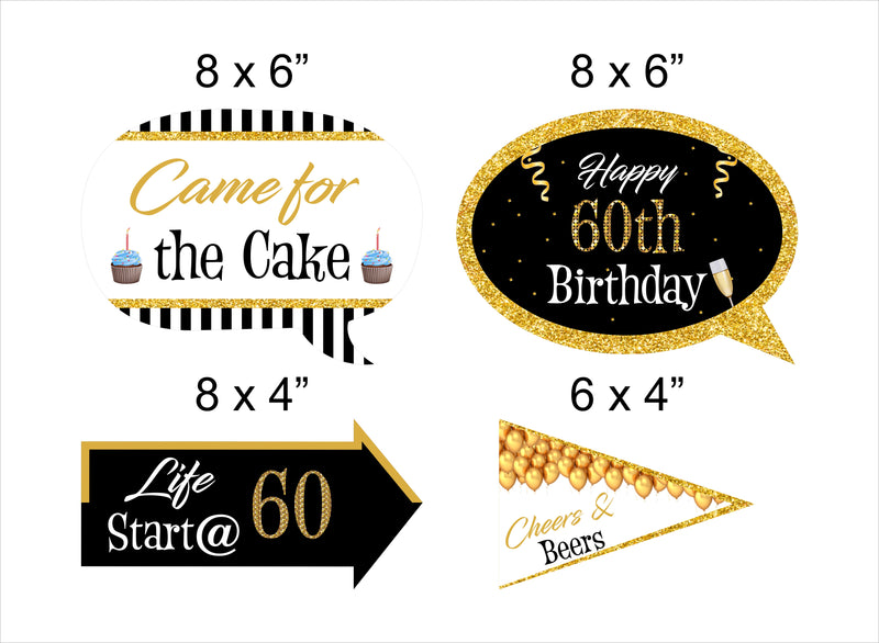 60th Theme Birthday Party Photo Booth Props Kit