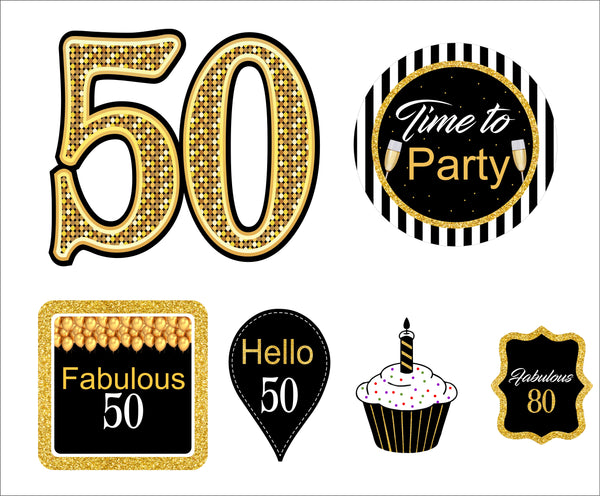 50th Theme Birthday Party Cutouts