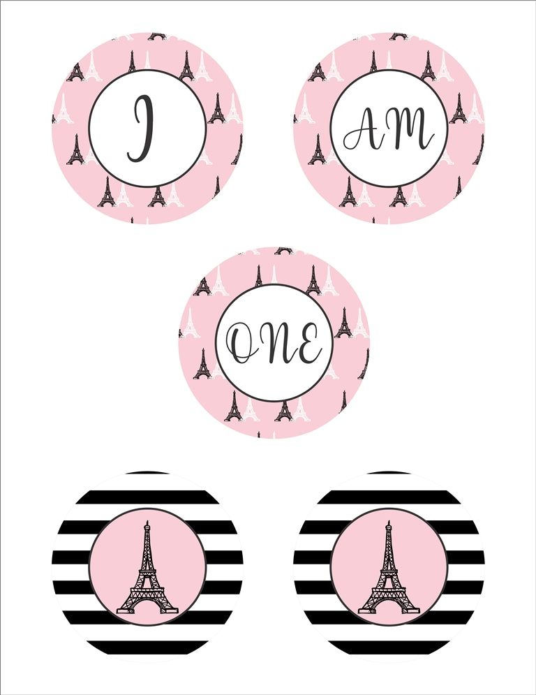 Paris Theme  "I Am One" Birthday Banner for Decoration