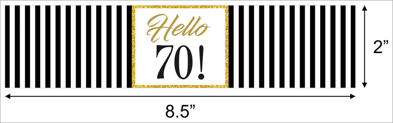 70th Birthday Theme Water Bottle Labels