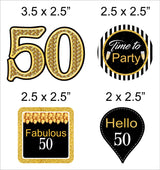 50th Theme Birthday Party Cupcake Toppers for Decoration