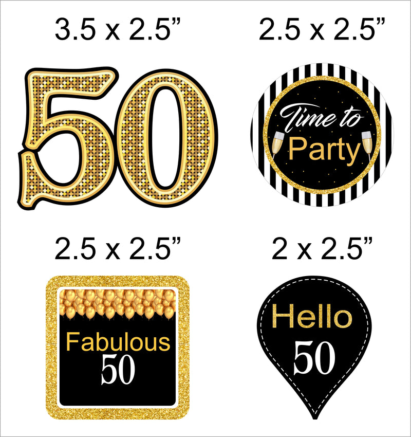 50th Theme Birthday Party Cupcake Toppers for Decoration