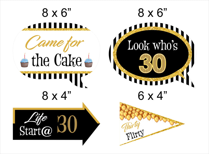 30th Theme Birthday Party Photo Booth Props Kit