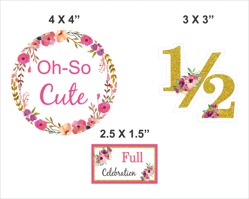 Half Birthday Girls Birthday Party Cupcake Toppers for Decoration