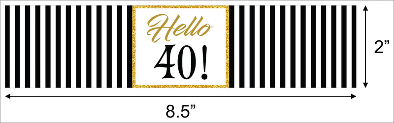 40th Birthday Theme Water Bottle Labels