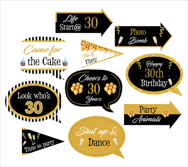 30th Theme Birthday Party Photo Booth Props Kit