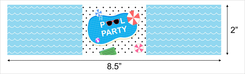 Pool Party Theme Water Bottle Labels